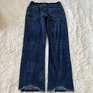 Decree Mens Dark Wash Relaxed Straight Leg Jeans 32x32 Distressed Hem